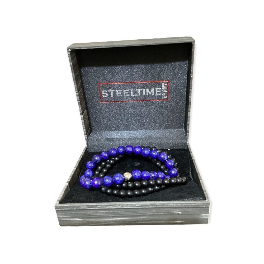 STEELTIME Blue & Black Bracelet Set